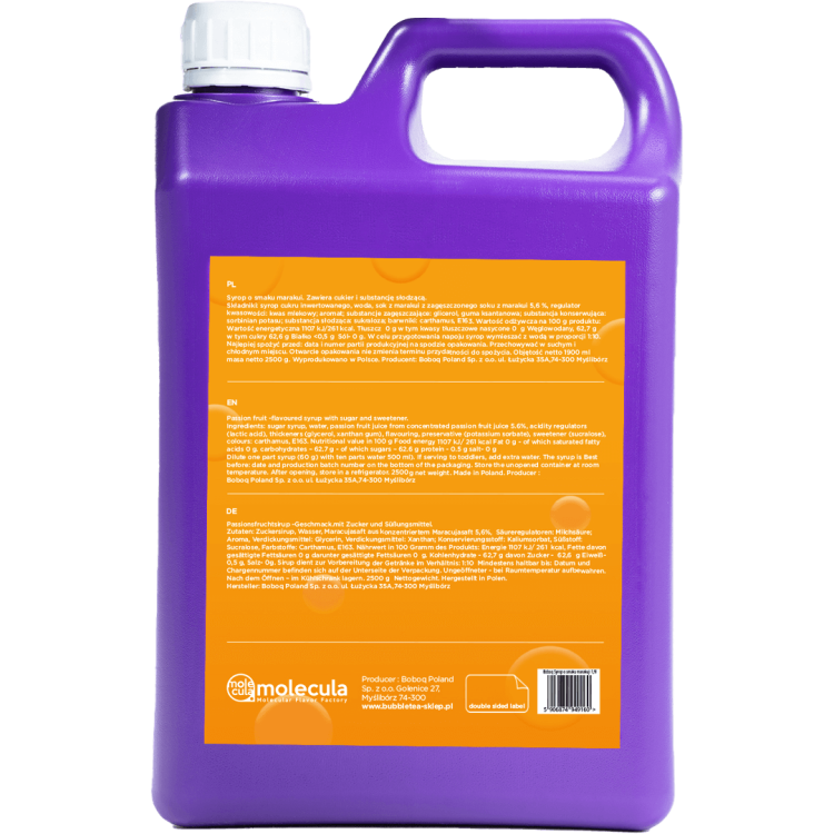 SYROP do BUBBLE TEA - MARAKUJA - 2,5kg - KONCENTRAT SOK